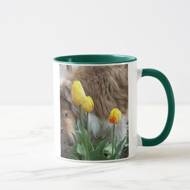 Collie N Tulips Mug (Droite)