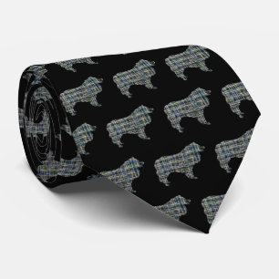 Collie Rough Dog Jaune & Black Grid Cravate noire