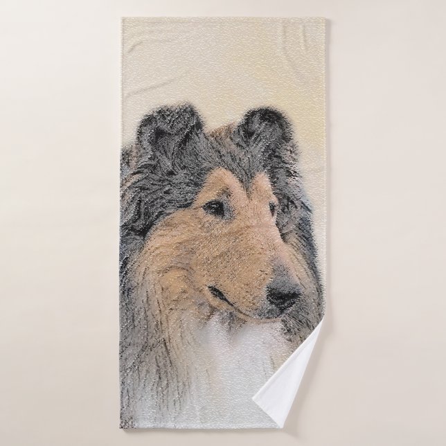 Collie (Rough) Peinture - Cute Original Chien Art (Serviette de bain)