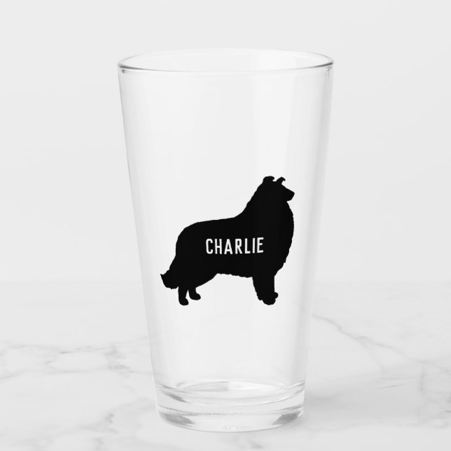 Collie Silhouette Coupe de Chien Coupe Boire Verre (Devant)