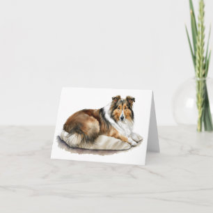 Collie sur le tapis blanc carte de voeux - Elegant