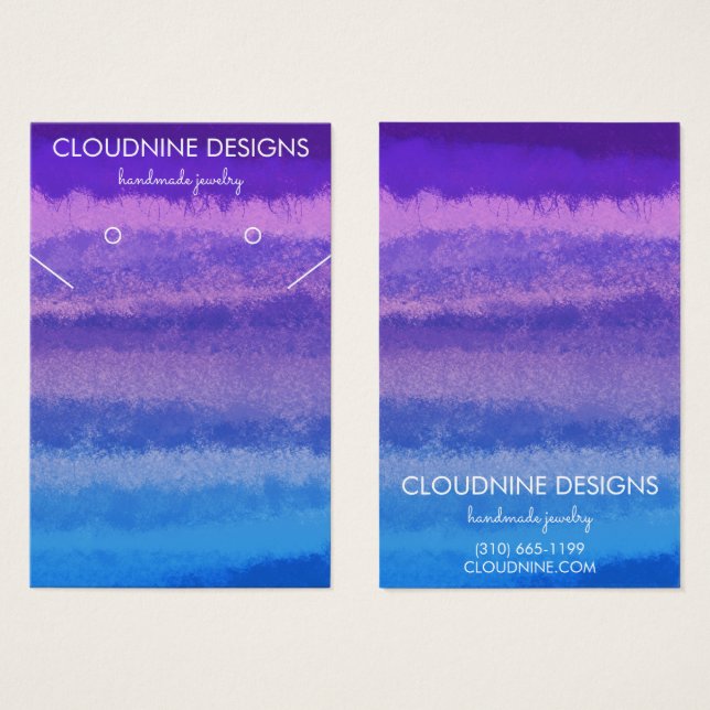 Collier à oreille bleu violet Bijoux Carte d'affic (Devant & derrière)