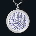 Collier Allah Alhamdulillah Islam Calligraphie musulmane<br><div class="desc">Beau dessin de calligraphie islamique pour lui.Signification : "Il n'y a pas de Dieu,  mais Allah et Mohammad PBUH est l'dernier prophète d'Allah."</div>