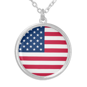 Collier American Flag Silver Plated Necklace