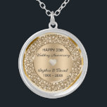 Collier Anniversaire du Mariage de diamants de cuivre<br><div class="desc">Diamants en cuivre brut (les diamants ne sont pas réels) 35e anniversaire mariage horloge personnalisable. Vous pouvez modifier l'année anniversaire</div>