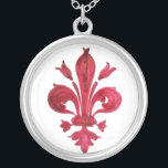 Collier ANTIQUE FLEUR ROUGE DE LIS EN Héraldique BLANC<br><div class="desc">Antique Florentine rouge lièvre héraldique vintage</div>