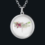 Collier *~* AP34 Floral Red Rose Dragonfly Silver<br><div class="desc">(rechercher AP34 pour des designs similaires ) Dragonfly florale avec Bouquet de roses / FLEURS. Le DRAGONFLY est un symbole de transformation profonde. FLORAL Énergétiquement Amélioré Simple Minimal doux Pastel doux design avec UNE vue latérale dessins d'aquarelle de MINT ROSE BOUQUET avec une tache de menthe et PARTIES SCINTILLANT DRAGONFLY...</div>