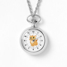 Collier Argent Montre Cute Cat