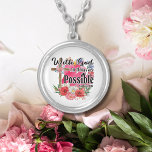 Collier Avec Dieu Toutes Les Choses Sont Possibles Bible C<br><div class="desc">Une belle croix de bois design floral avec le dicton Avec Dieu Toutes les choses sont possibles sur un collier ou un casier argenté.</div>