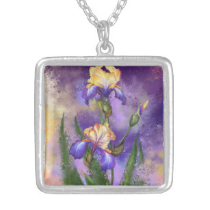 Collier Belle Fleur Iris - Art Peinture Migned