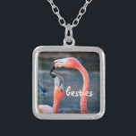 Collier Besties Flamant rose rose Amis Photo Cute Chic Fun<br><div class="desc">Qui dit que les flamants roses ne peuvent pas s’amuser avec leur ami préféré ? Profitez de cette image divertissante chaque fois que vous portez ce magnifique collier de charme photographique coloré de deux flamants roses jouant autour. Ce collier se présente en petites, moyennes et grandes tailles, ainsi qu'en forme...</div>