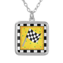 Black and White Waving À damiers Drapeau Automobil