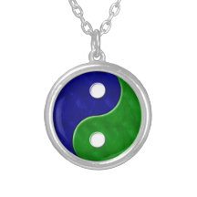 Collier bleu et vert Yin Yang
