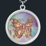 Collier BOUTEILLE EN ÉPARGNES, bleu<br><div class="desc">Papillon élégant et coloré. Peinture avec feuille d'or et d'argent.</div>