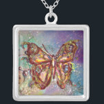 Collier BOUTEILLE EN ÉPARGNES, bleu<br><div class="desc">Papillon élégant et coloré. Peinture avec feuille d'or et d'argent.</div>