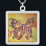 Collier BOUTEILLE EN ÉPARGNES, jaune brun rouge<br><div class="desc">Papillon élégant et coloré. Peinture avec feuille d'or et d'argent.</div>