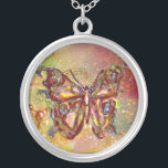 Collier BOUTEILLE EN ÉPARGNES, jaune brun rouge<br><div class="desc">Papillon élégant et coloré. Peinture avec feuille d'or et d'argent.</div>