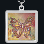Collier BOUTEILLE EN ÉPARGNES, jaune brun rouge<br><div class="desc">Papillon élégant et coloré. Peinture avec feuille d'or et d'argent.</div>