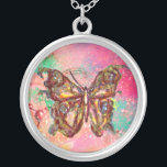 Collier BOUTEILLE EN ÉPARGNES, vert rose<br><div class="desc">Papillon élégant et coloré. Peinture avec feuille d'or et d'argent.</div>