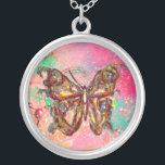 Collier BOUTEILLE EN ÉPARGNES, vert rose<br><div class="desc">Papillon élégant et coloré. Peinture avec feuille d'or et d'argent.</div>