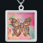 Collier BOUTEILLE EN ÉPARGNES, vert rose<br><div class="desc">Papillon élégant et coloré. Peinture avec feuille d'or et d'argent.</div>