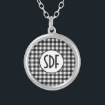 Collier Buffle noir blanc monogramme plaqué<br><div class="desc">Collier d'argent Monogrammé Noir et Blanc</div>