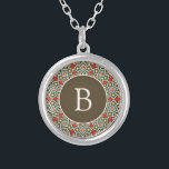 Collier Cadre Ronde Inca Motif Initial<br><div class="desc">Un motif Inca orné entoure votre premier.</div>