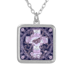 Collier carré de croix de prière violet sérénité