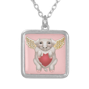 Collier carré Flying Pig Love