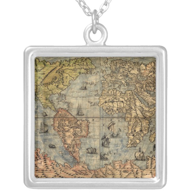 Collier Carte du monde Atlas historique Vintage (Devant)