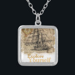 Collier Carte du monde vintage<br><div class="desc">Vintage world map,  explore yourself</div>