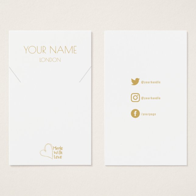 Collier coeur or ou carte d'affichage bracelet (Devant & derrière)