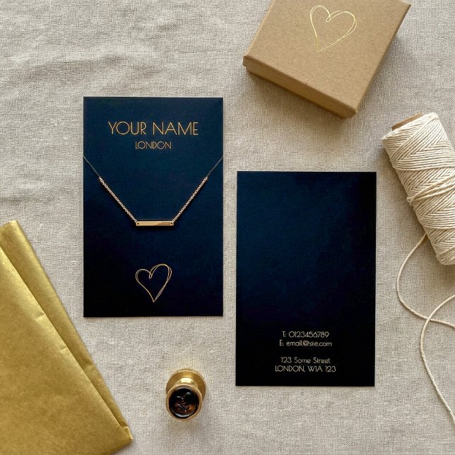 Collier coeur or ou carte d'affichage bracelet (Black Gold heart necklace or bracelet display card)