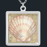 Collier Collage de la carte côtière<br><div class="desc">Il n'y a rien de tel que cette carte de la vie marine. Cette collection translucide de ces coquillages va bien pour tous les produits. Il donne une sensation vintage à l'image et capture la vie marine sous l'eau. Il comprend un coquillage rayé rose et blanc et une coquille de...</div>