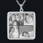 Collier Collage de photos de famille<br><div class="desc">Magnifique collier personnalisé avec 4 de vos photos de famille personnalisées disposées dans une grille carré photo collage. Ajoutez vos photos de famille préférées et créez une belle impression d'art en toile de conservation. Cliquez sur Customiser pour déplacer des photos, ajouter du texte et customiser des polices et des couleurs....</div>