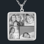 Collier Collage de photos de famille<br><div class="desc">Magnifique collier personnalisé avec 4 de vos photos de famille personnalisées disposées dans une grille carré photo collage. Ajoutez vos photos de famille préférées et créez une belle impression d'art en toile de conservation. Cliquez sur Customiser pour déplacer des photos, ajouter du texte et customiser des polices et des couleurs....</div>