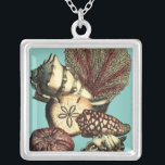 Collier Collection de coquillages turquoise et de coraux r<br><div class="desc">Allez sous l'eau pour explorer la mer avec toutes ces différentes créatures marines. Cette oeuvre d'art vintage s'ajoute à merveille à tous les amateurs d'anémones de mer aux accents arrière - plans turquoise et rouges vifs sur les coquillages. Obtenez votre impression artistique dès aujourd'hui sur votre produit.</div>