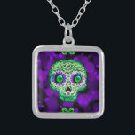 Collier Crâne de sucre blanc vert et pourpre<br><div class="desc">collier</div>