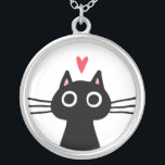 Collier Cute Chat noir au coeur| Chaton ironique<br><div class="desc">Chat noir géant aux yeux ronds. Un accessoire de mode amusant pour les amoureux du chou. Fait un joli cadeau de la Saint-Valentin pour les ados, les jeunes filles et les femmes de cool. Visitez le Doodle World de Jenn pour encore plus de vêtements et de cadeaux amusants avec ce...</div>