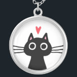Collier Cute Chat noir au coeur| Chaton ironique<br><div class="desc">Chat noir géant aux yeux ronds. Un accessoire de mode amusant pour les amoureux du chou. Fait un joli cadeau de la Saint-Valentin pour les ados, les jeunes filles et les femmes de cool. Visitez le Doodle World de Jenn pour encore plus de vêtements et de cadeaux amusants avec ce...</div>