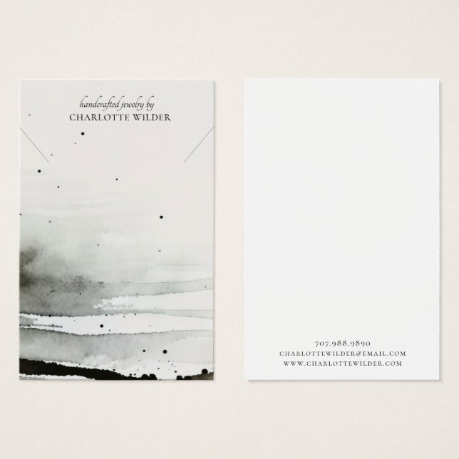 Collier d'aquarelle Abstraite Bijoux Cartes d'affi (Devant & derrière)