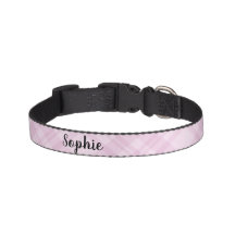 Collier de chien Pink Plaid Personnalisé Nom