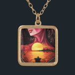 Collier de dame coucher de soleil<br><div class="desc">Colliers avec Femme de Coucher de soleil romantique - Rêves d'amour - Art de peinture MIGNED - Choisissez / Ajoutez votre texte unique / Nom / Couleur - Faites votre cadeau de collier spécial - Redimensionnez et déplacez ou supprimez et ajoutez des éléments / texte avec outil de personnalisation !...</div>