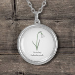 Collier de fleurs pastel de neige botanique<br><div class="desc">Un collier avec une illustration de Fleur de neige botanique en couleurs pastel et un texte personnalisable : parfait pour un cadeau d'anniversaire. C'est la fleur de naissance de janvier et la fleur de Capricorne.</div>