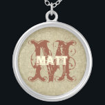 Collier de monogramme Vintage de corail profond<br><div class="desc"></div>