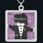 Collier de porte-Mariage à anneaux de cheveux noir<br><div class="desc"></div>