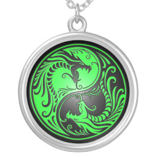 Collier Dragons, vert et noir de Yin Yang