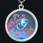 Collier EAUX MAGIQUES EN MONogramme ROUGE, Sapphire Bleu<br><div class="desc">Design élégant,  unique et coloré,  fleurit,  fleurit et fleurit au printemps. Aquarelle avec feuille d'or et d'argent.</div>