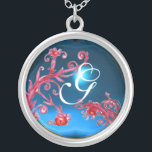 Collier EAUX MAGIQUES EN MONogramme ROUGE, Sapphire Bleu<br><div class="desc">Design élégant,  unique et coloré,  fleurit,  fleurit et fleurit au printemps. Aquarelle avec feuille d'or et d'argent.</div>