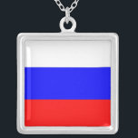 Collier élégant avec drapeau de la Russie<br><div class="desc">Elégant collier d'Argent avec drapeau de la Russie. Ce produit est personnalisable.</div>